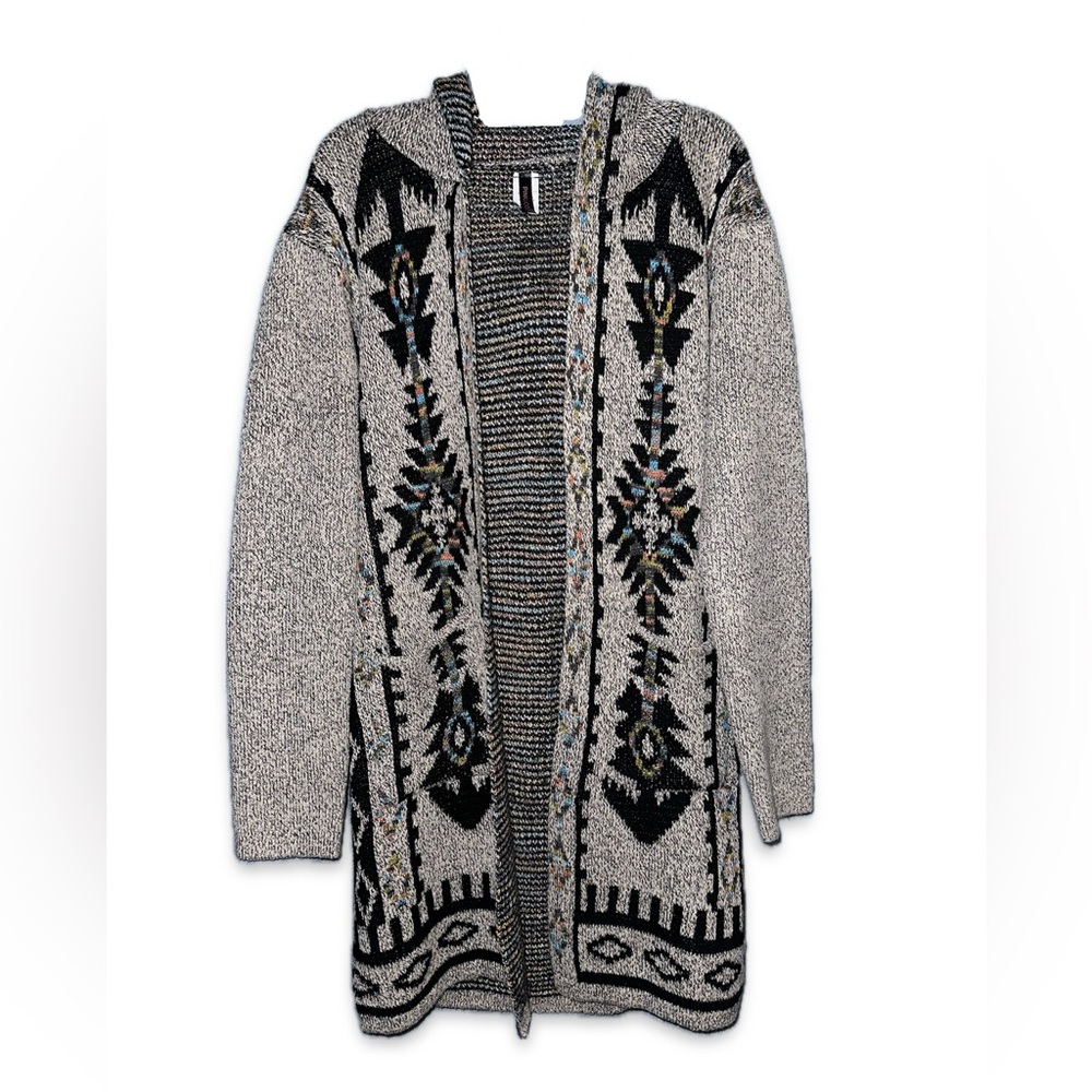 Pinklicious Knit Cardigan Sweater Beige Multi Hooded